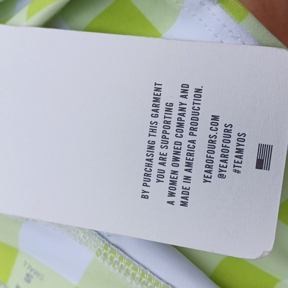 Year of Ours Lime Gingham Belted Biker Short NEW- Sz. Sm - Picture 10 of 10